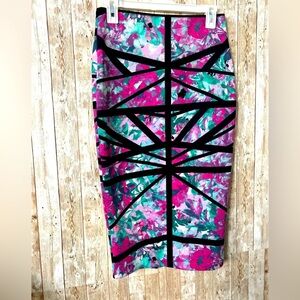 Bisou Bisou size Small vintage Y2K midi pencil skirt retro artsy bandage